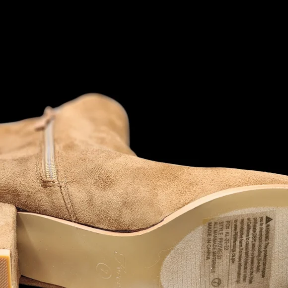 NWOT Forever Tan Nubuck Block Heel Boots Sizes 6.5, 7 & 10 Fall Winter Staple - Picture 5 of 12